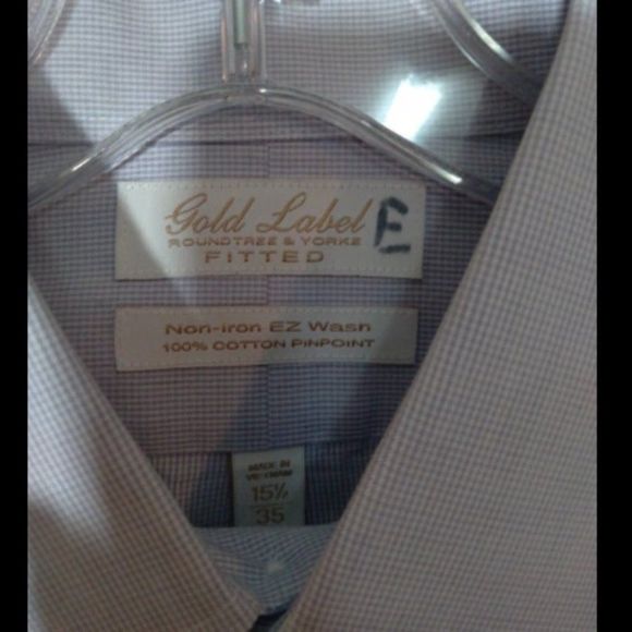 Roundtree and Yorke Shirt Mens Gold Label Purple Long Sleeve Small 15 35 Slim Fi - Picture 3 of 3